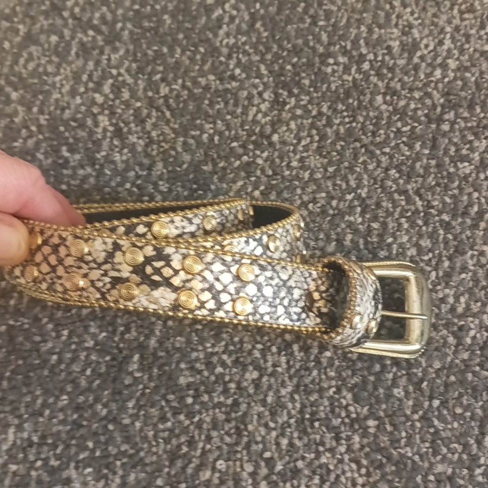 Century gold tone studded size S genuine leather belt vintage Western